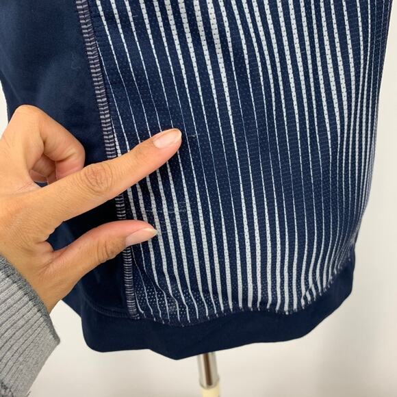 Athleta Tank Top Womens XS Extra Small Navy White Striped Mesh Panels Stretch - Picture 8 of 14